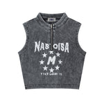Distressed printed vest (women's)