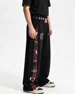 Distressed wide-leg casual pants