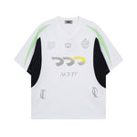 Retro contrast patchwork short sleeves