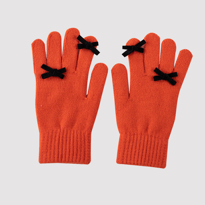 Cute warm five-finger gloves