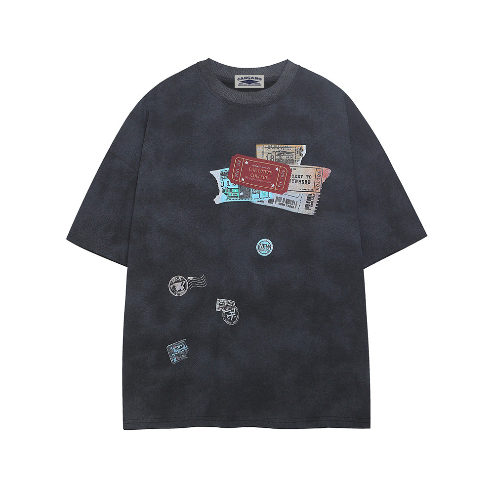 Retro label casual short sleeve