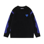 拼色愛心圓領針織衫