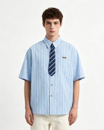 Simple striped short-sleeved shirt