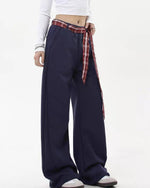 Vintage long belted casual trousers