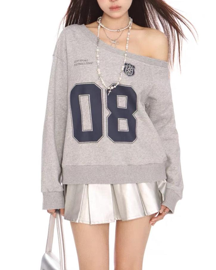 Retro loose shoulder sweatshirt (women)