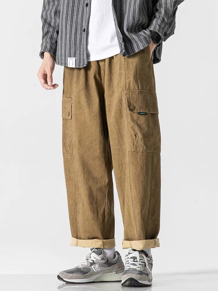 casual distressed multi-pocket trousers