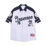 美式復古豎條紋棒球襯衫