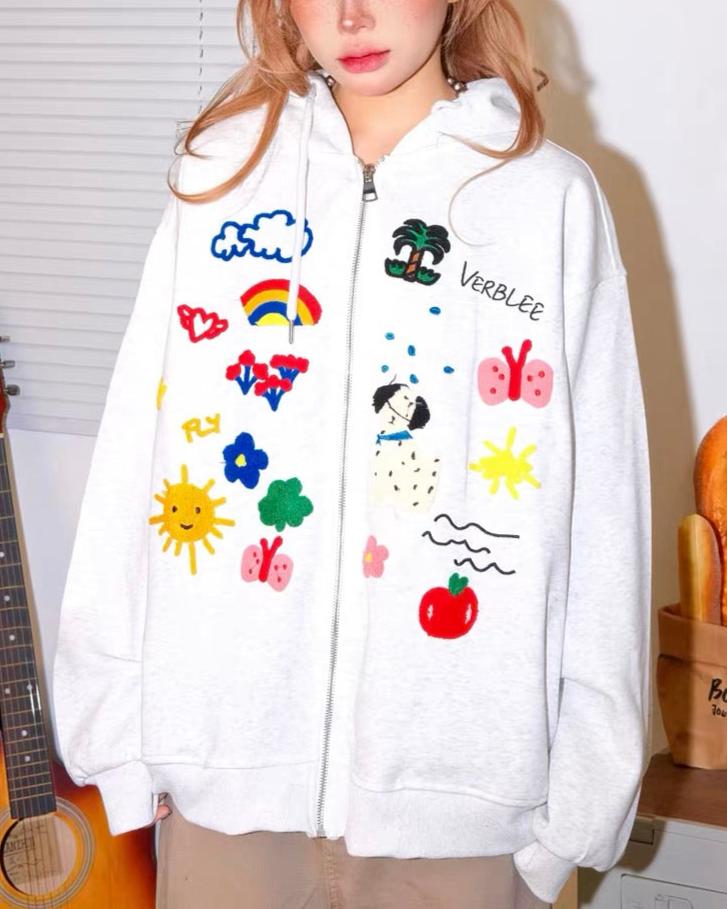 Cartoon embroidered jacket