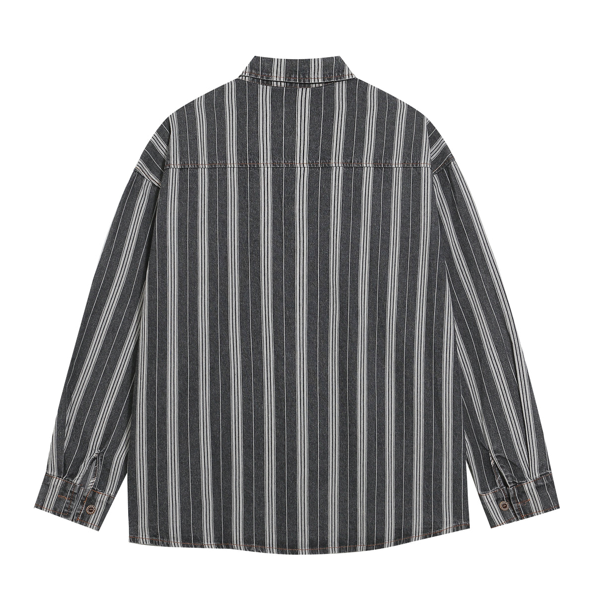 Retro vertical striped long-sleeved shirt 