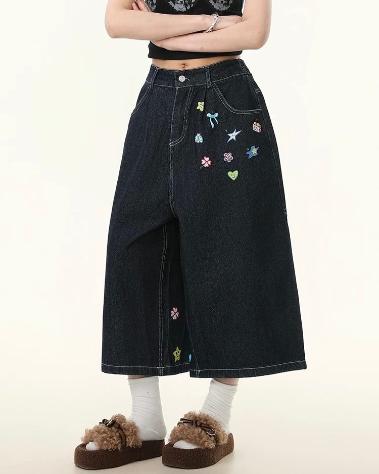 Washed funny jeans