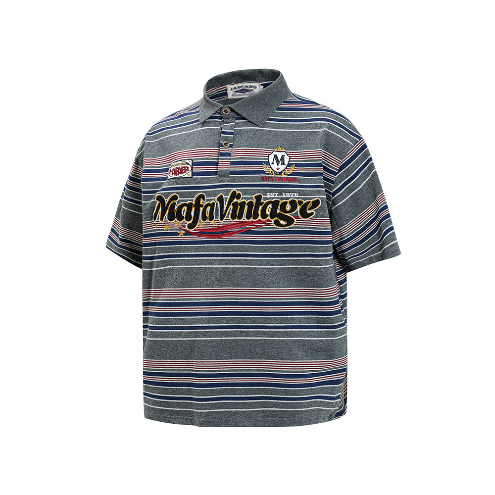 復古字母刺綉短袖