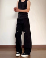 Vintage denim patchwork trousers