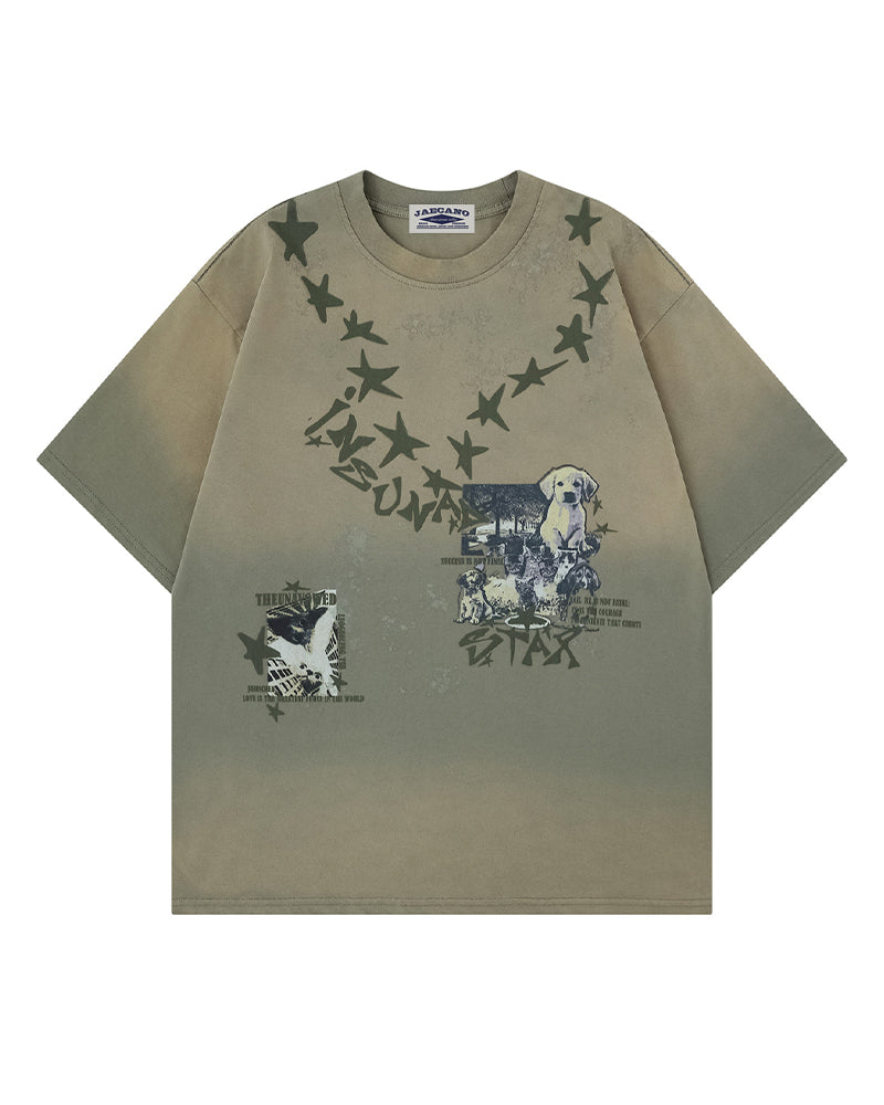 Distressed star short sleeve
