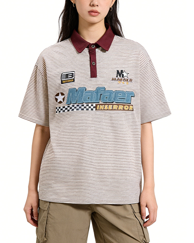 撞色條紋polo短袖