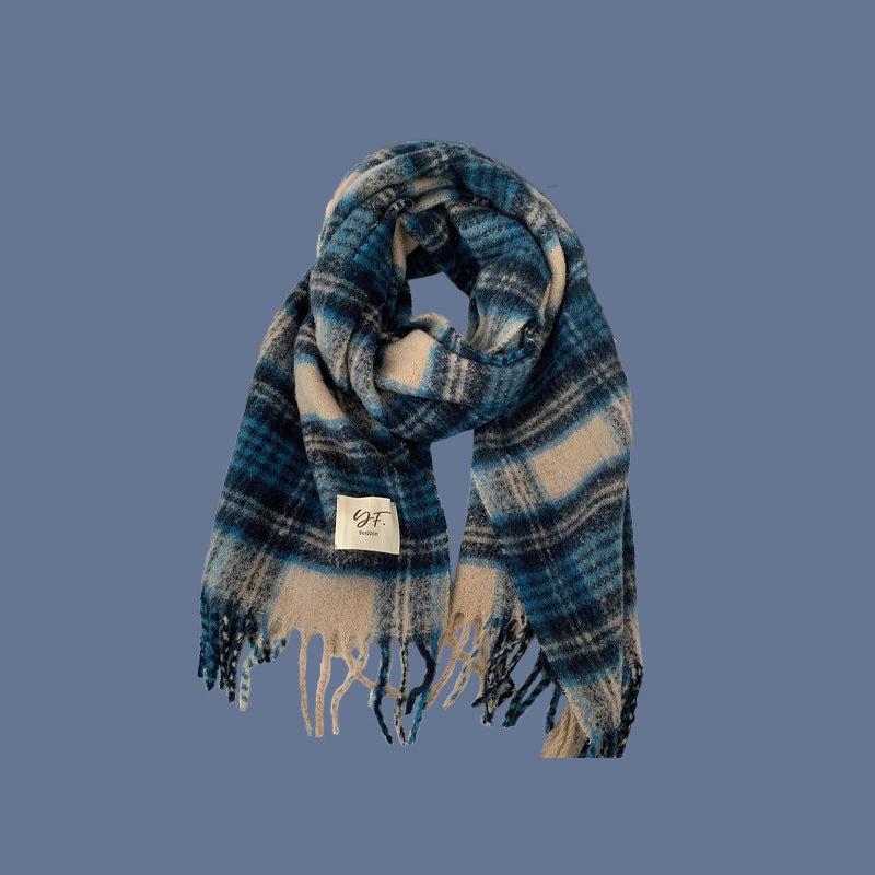 Blue warm thickened scarf