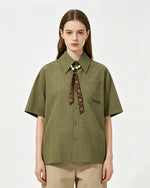 Retro plaid short-sleeved shirt