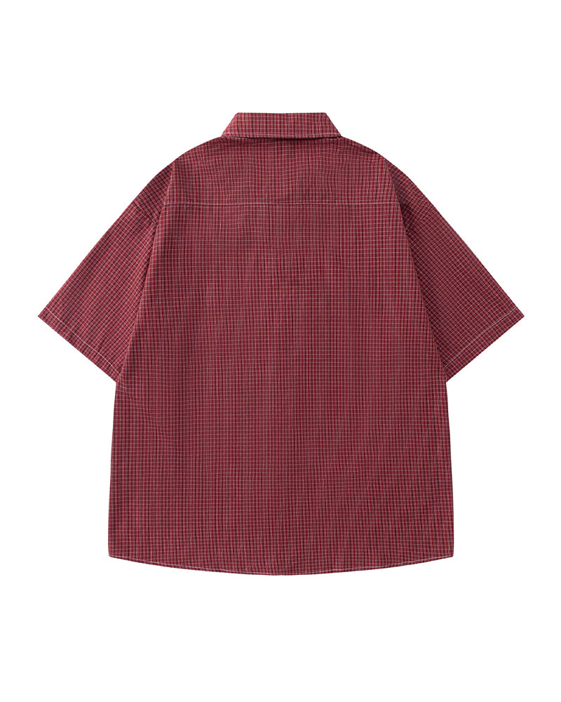 復古條紋短袖襯衫