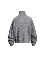 Retro diamond pattern sweater coat