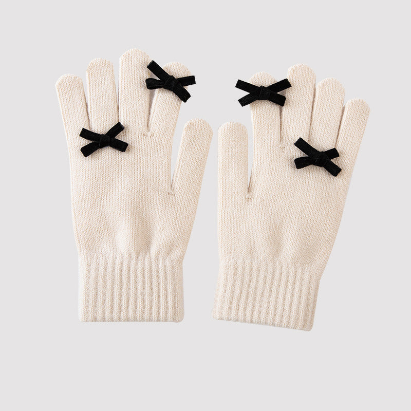 Cute warm five-finger gloves