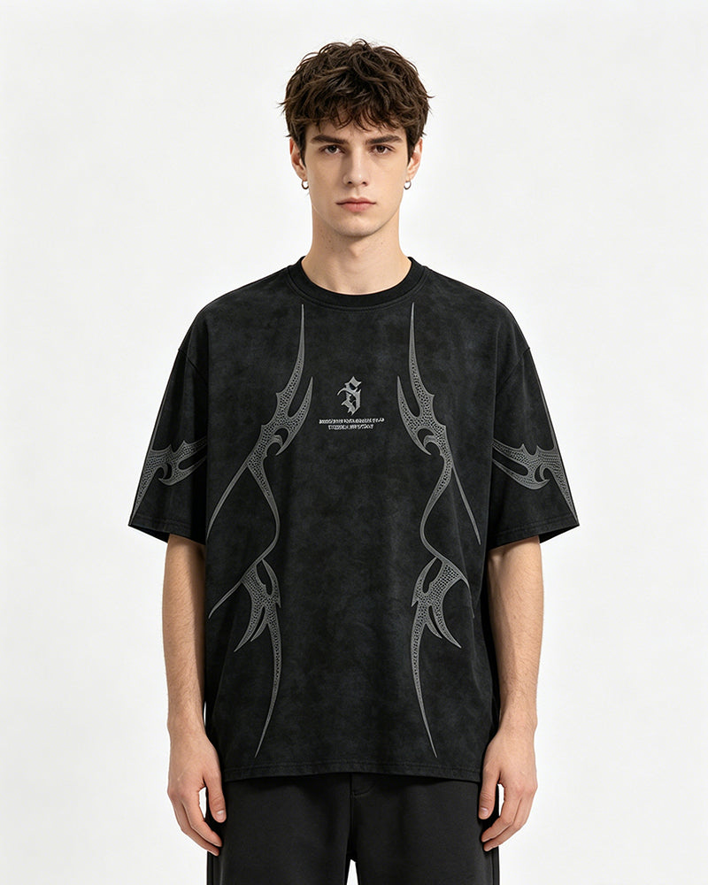 Retro print short sleeves
