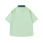 撞色拼接可愛短袖襯衫