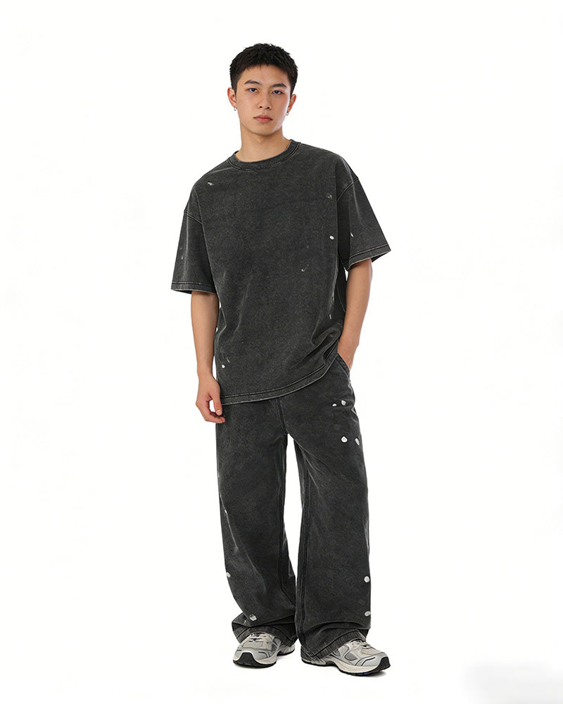 Dip-dye Ink Splatter Wide-leg Trousers