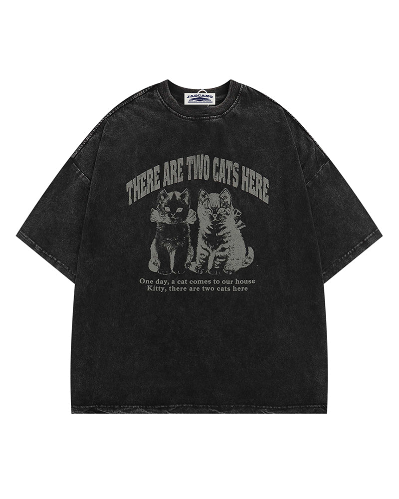 美式卡通小貓咪短袖