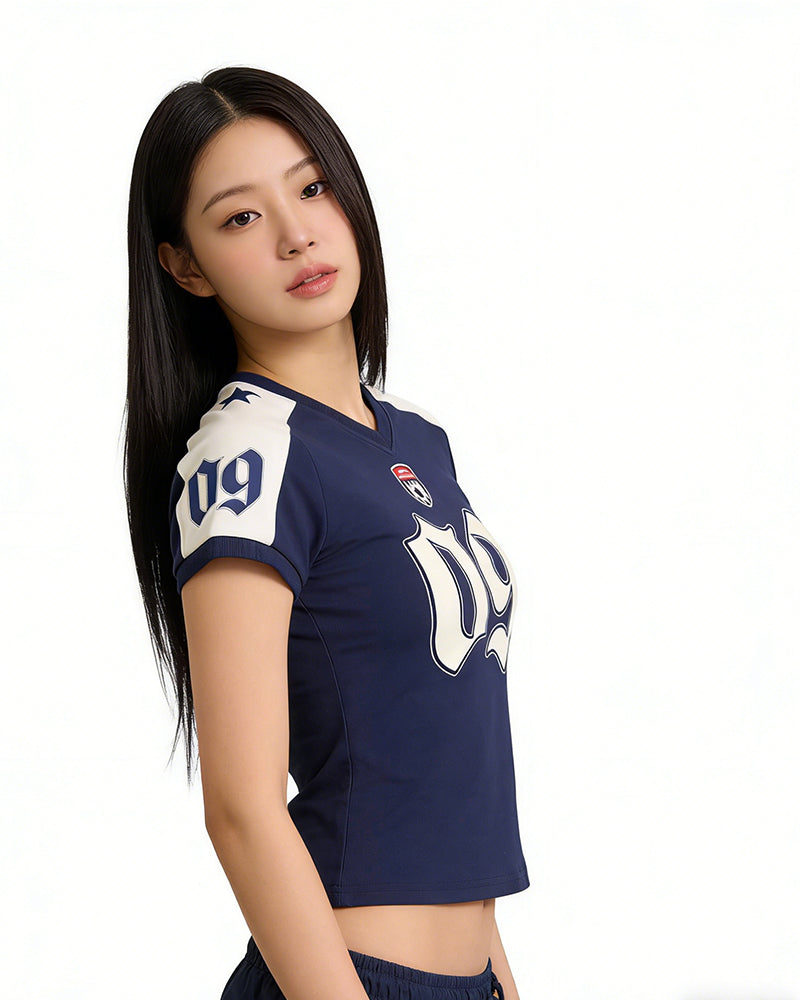 V-neck printed short sleeve