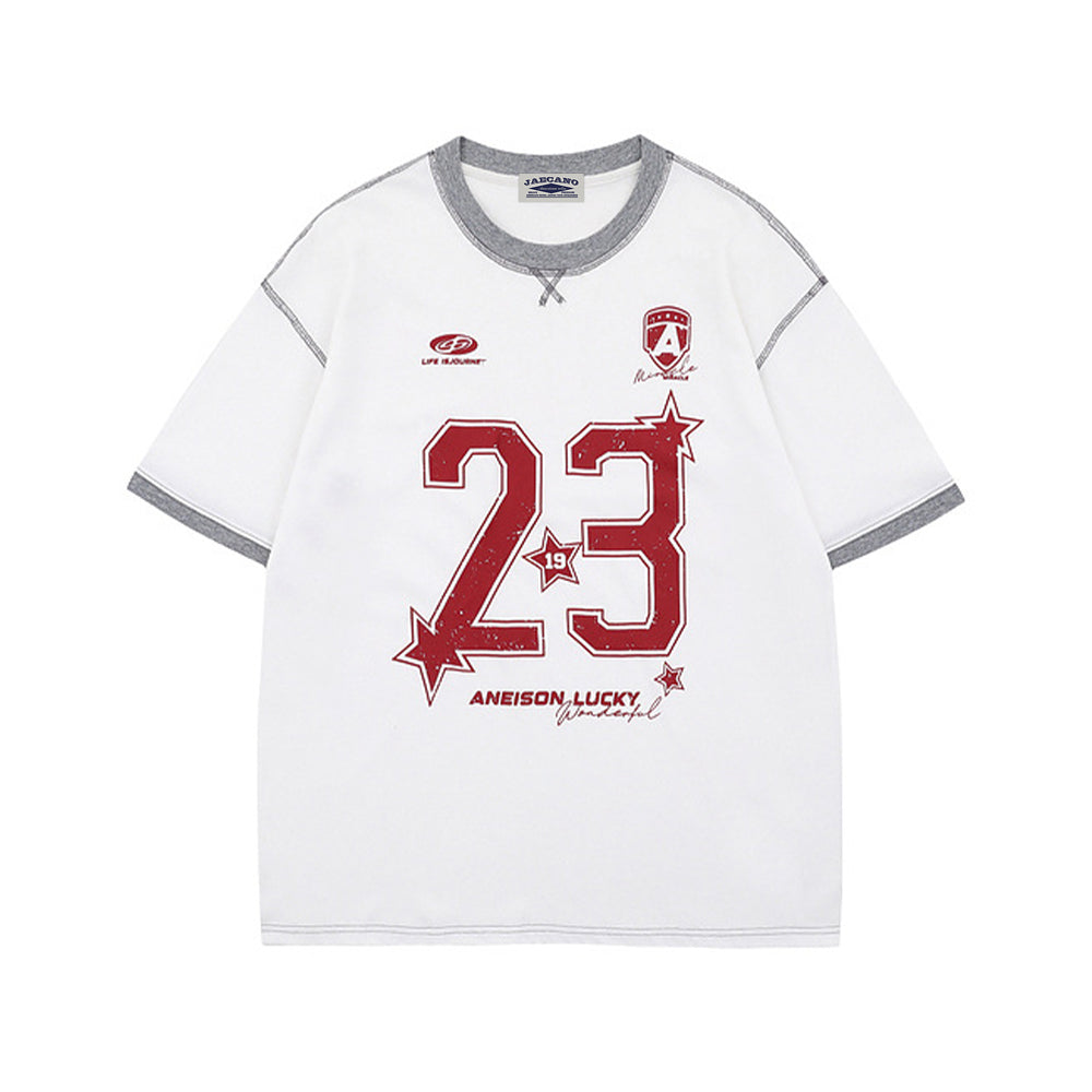 Retro contrast short sleeves