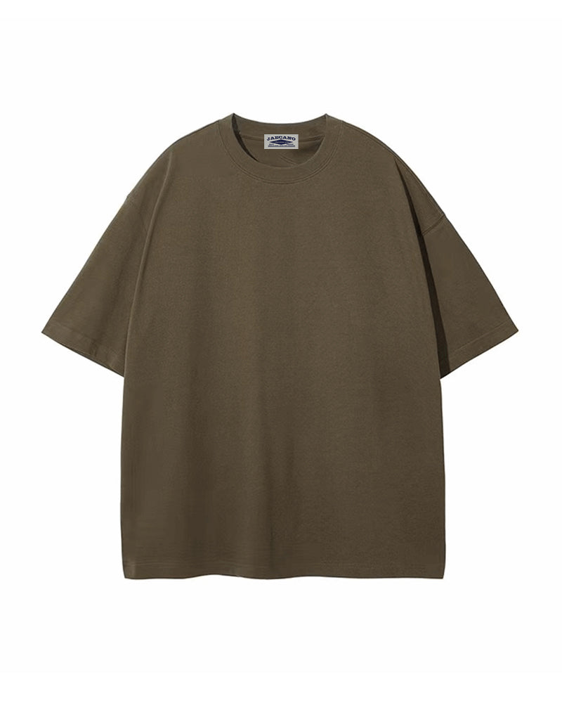 クルーネック無地オーバーサイズカップル半袖Tシャツ