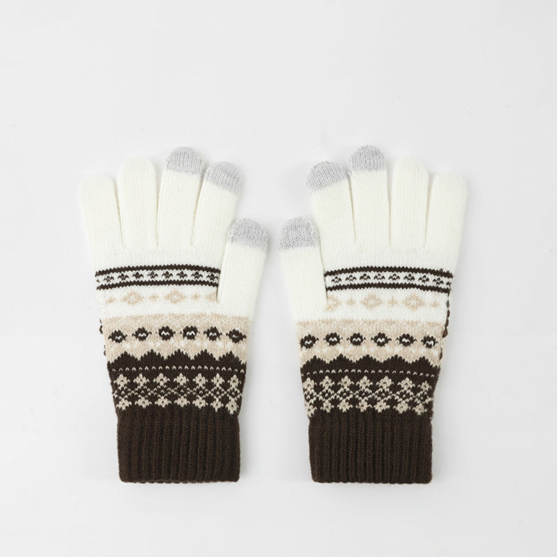 Retro Jacquard Warm Gloves