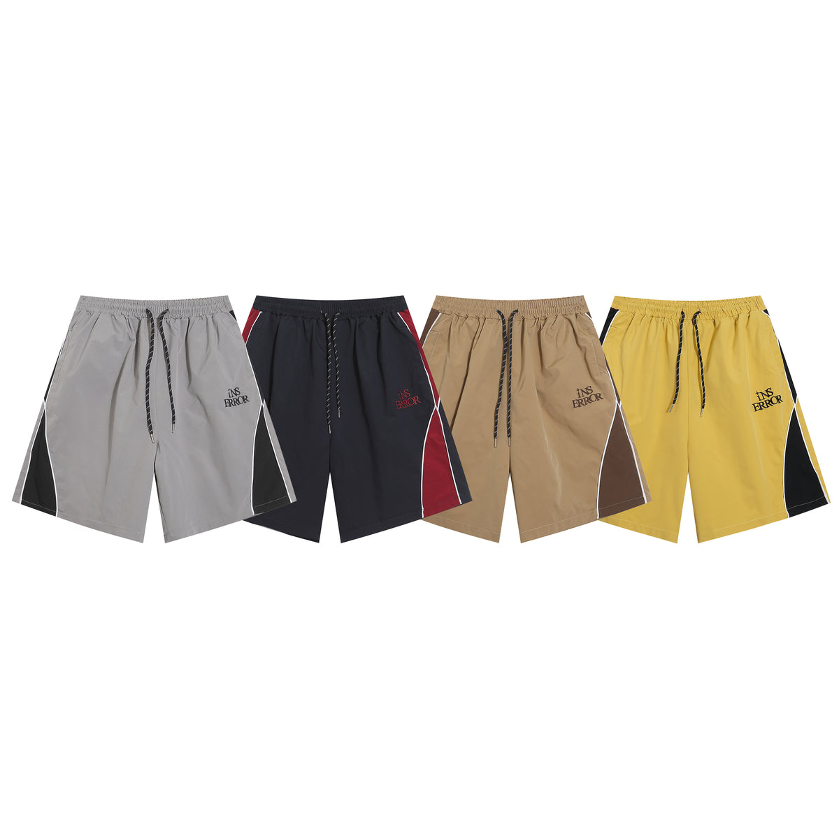 Retro color block track shorts