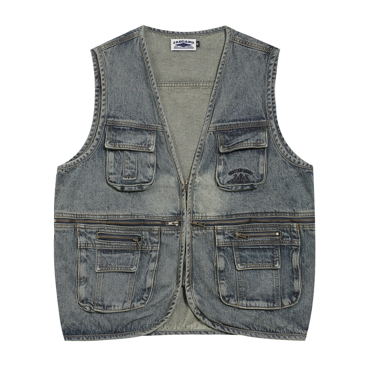 Retro distressed denim vest