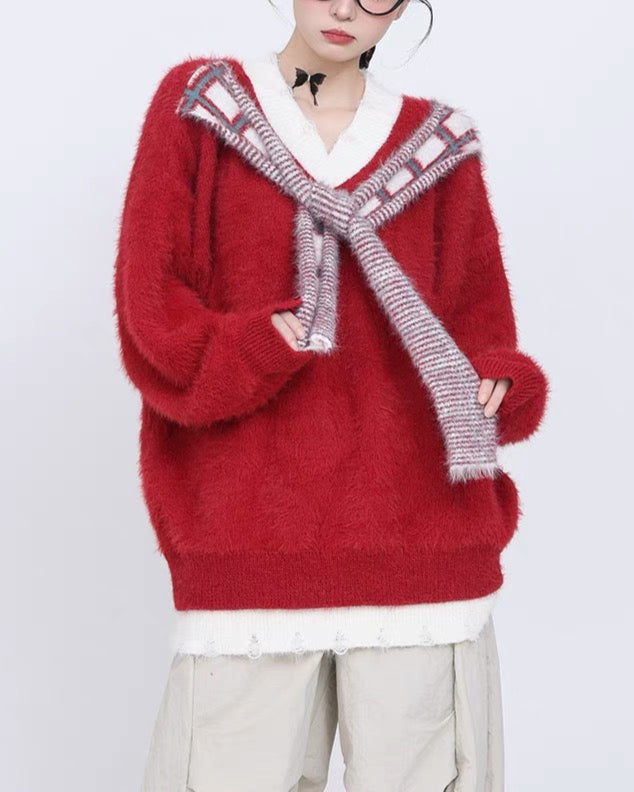 Retro Christmas Contrast Sweater