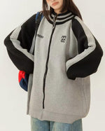 復古拼色刺綉立領針織外套