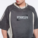 아메리칸 레트로 패치워크 대비 반소매