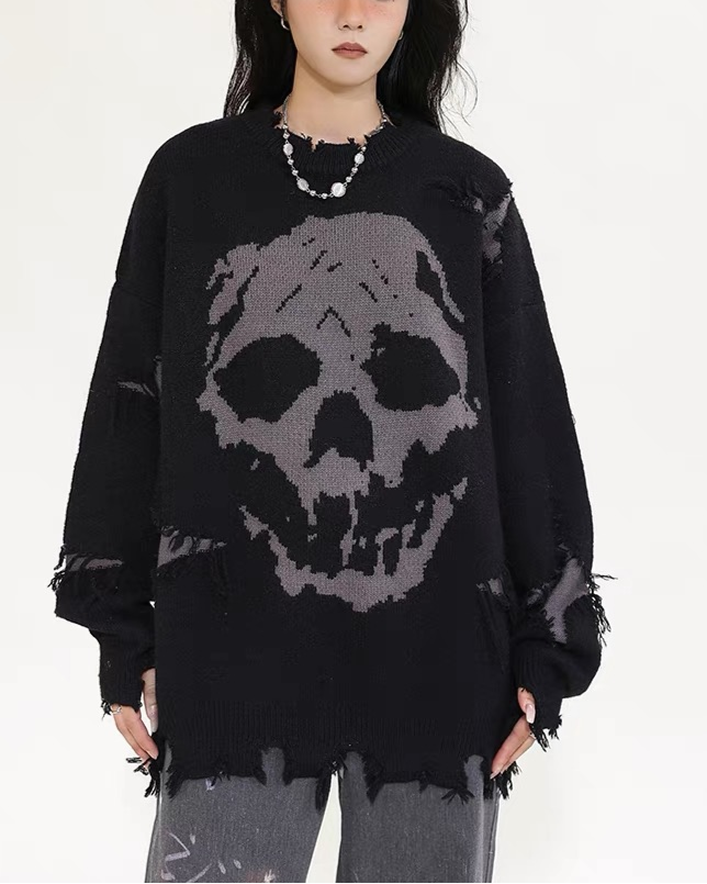 skull crew neck sweater