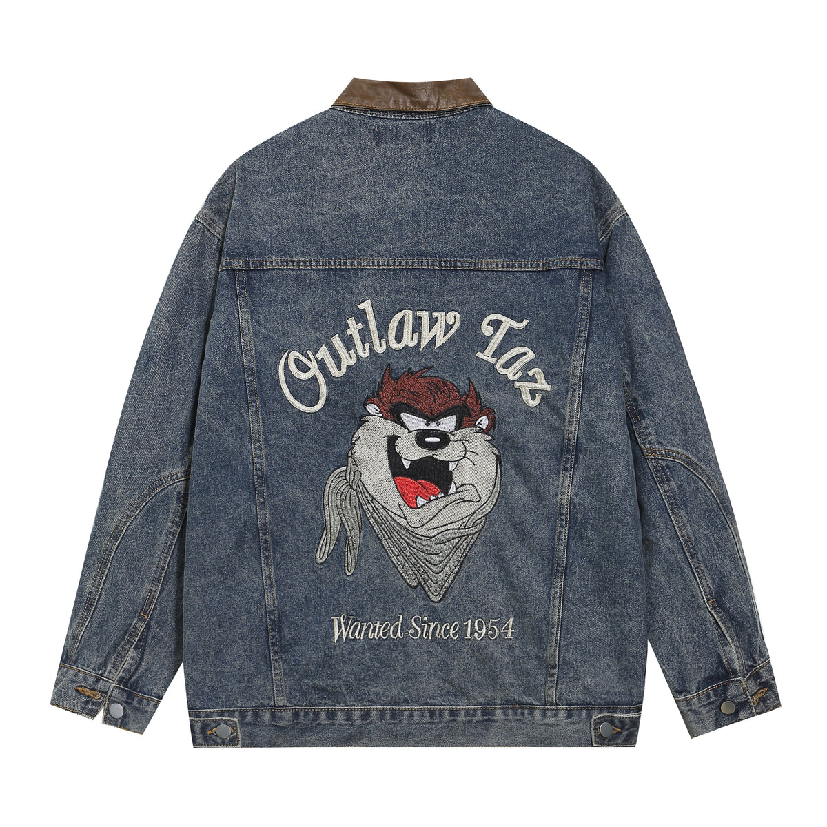 Retro cartoon embroidered denim jacket 