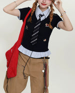 American style fake two-piece short sleeves (women's)