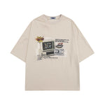 레트로 카툰 프린트 반소매 