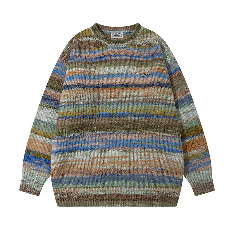 American tie-dyed round neck loose sweater Size: S