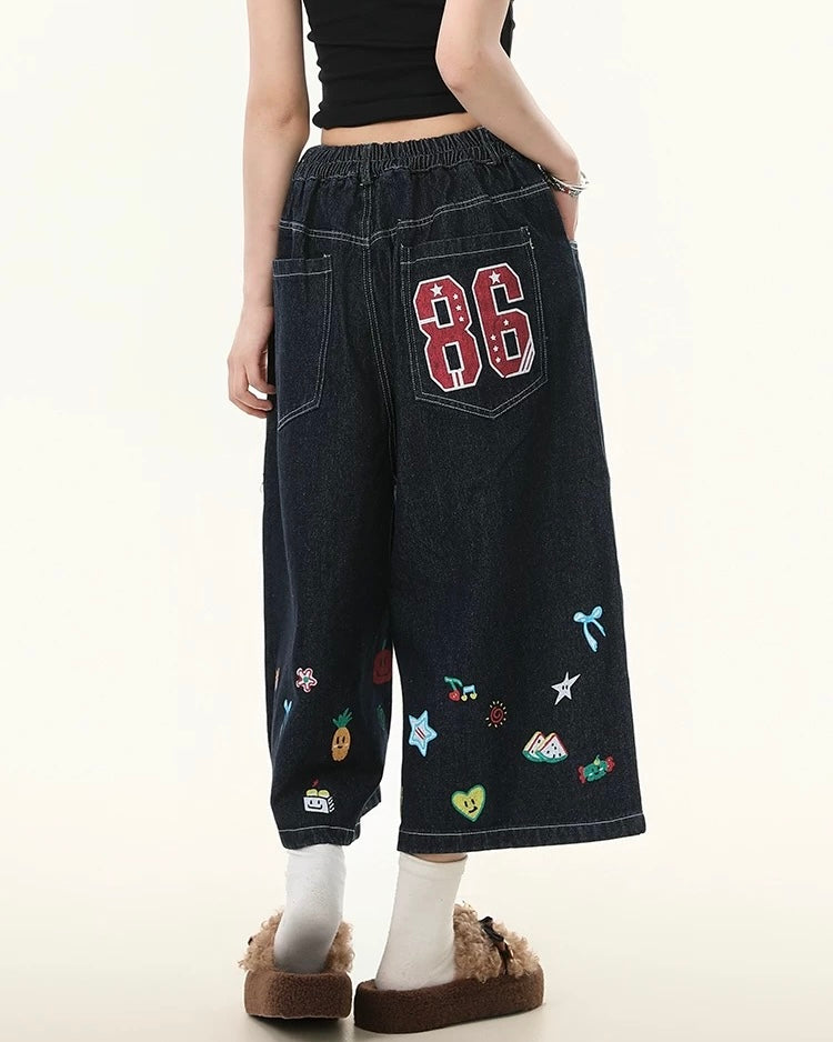 Washed funny jeans