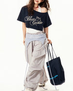 Retro off-shoulder short sleeves