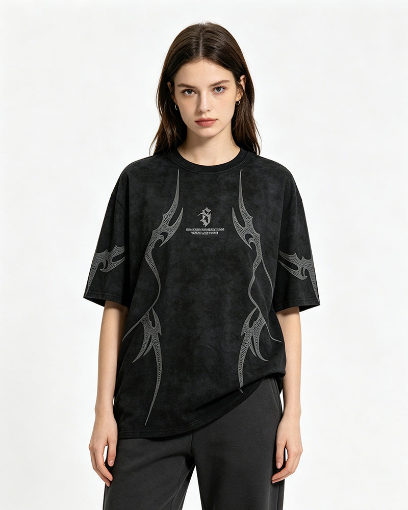 Retro print short sleeves