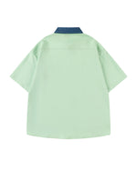 Contrast color stitching cute short sleeve shirt