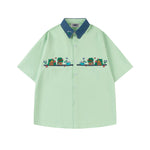 撞色拼接可愛短袖襯衫