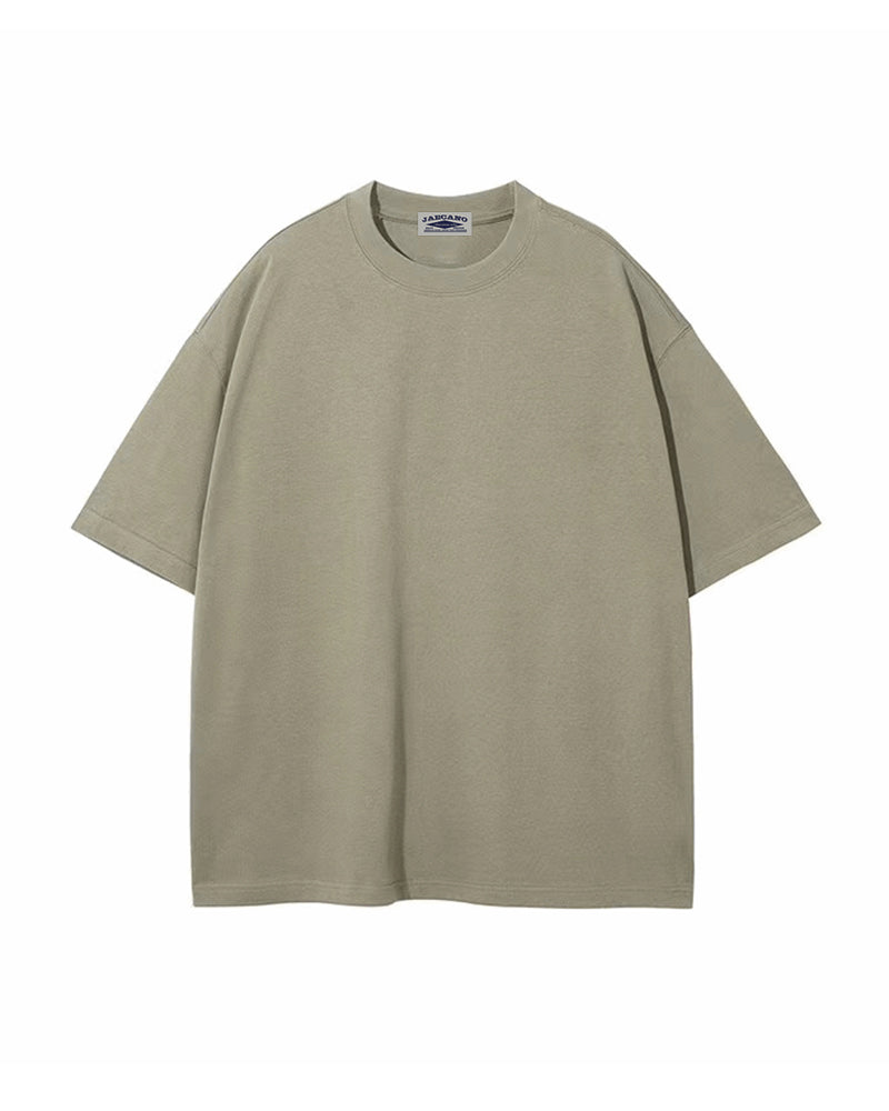 クルーネック無地オーバーサイズカップル半袖Tシャツ