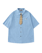Casual striped short-sleeved shirt