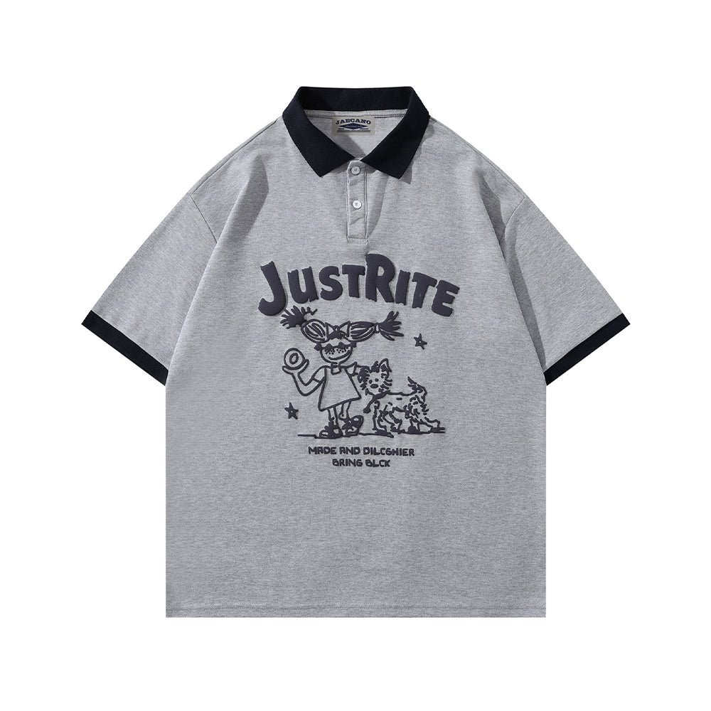 Contrast color foam print short sleeves