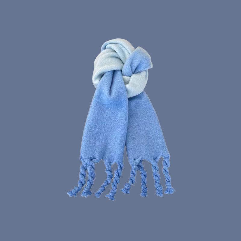 Blue warm thickened scarf